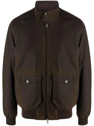 Shop Baracuta G9 Waxed Cotton Jacket In Brown