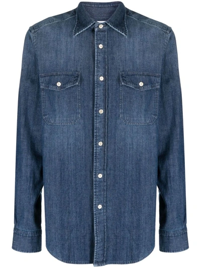 Boglioli Men's Denim Button-down Shirt In Blue For Fw23 In Denim