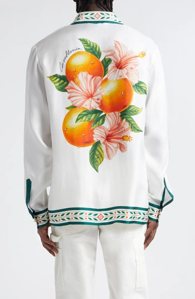 Shop Casablanca Orange Floral Silk Twill Button-up Shirt In Oranges En Fleur