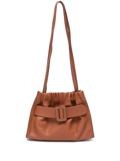 Shop Boyy Square Scrunchy Soft Leather Crossbody Bag In Leather Brown