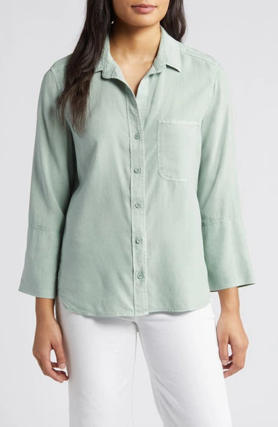 Shop Bella Dahl Shirttail Button-up Shirt In Oasis Green