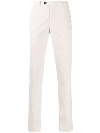 Shop Brunello Cucinelli Italian Fit Cotton Trousers In White