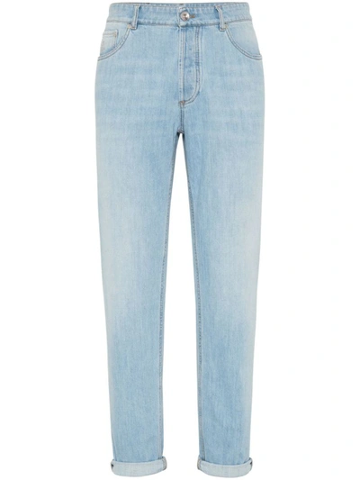 Shop Brunello Cucinelli Traditional Fit Denim Jeans In Clear Blue
