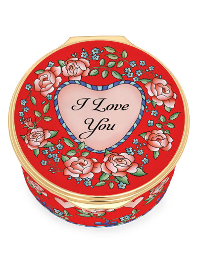 Shop Halcyon Days I Love You Enamel Box In Red
