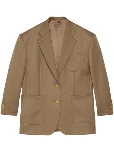 Shop Gucci Wool Single-breasted Jacket In Camel