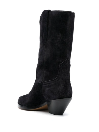 Isabel Marant Ankle Boots In Luxurious Calf Velvet Leather With Sleek Design And Quality Finish In Black