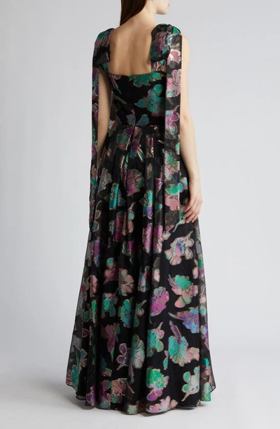 Black Halo Devalin Floral Jacquard Gown In Playful Paradise