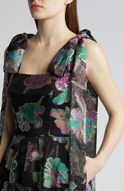 Black Halo Devalin Floral Jacquard Gown In Playful Paradise