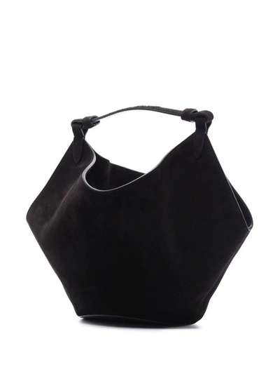 Shop Khaite Lotus Mini Leather Handbag In Black