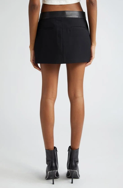 Shop Alexander Wang Leather Belted Wool Miniskirt In Black