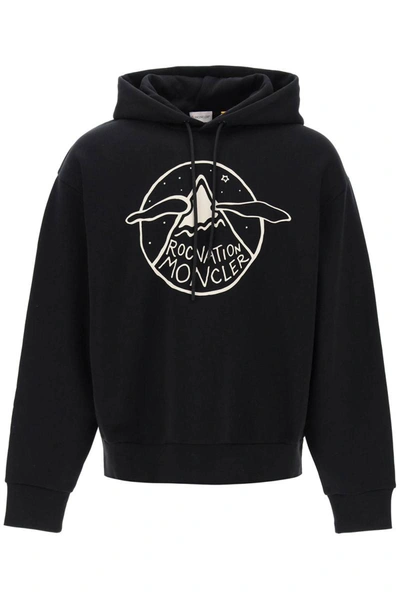 Shop Moncler Genius Moncler X Roc Nation By Jay-z Hoodie With Graphic Print In Black