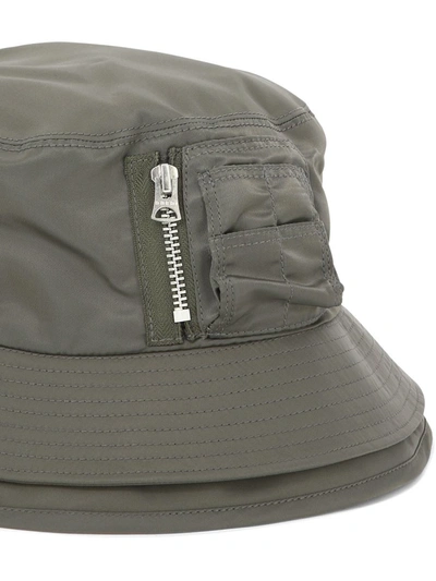 Shop Sacai "pocket" Bucket Hat In Green