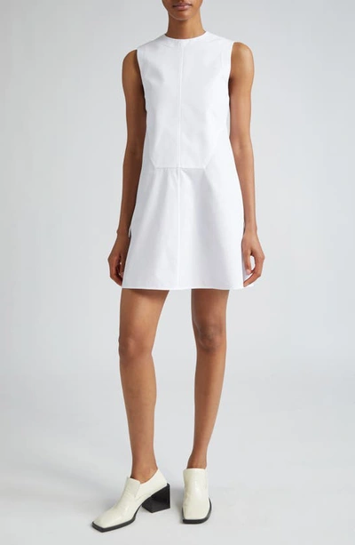 Shop Jil Sander Plastron Detail Sleeveless Cotton Poplin A-line Dress In Optic White