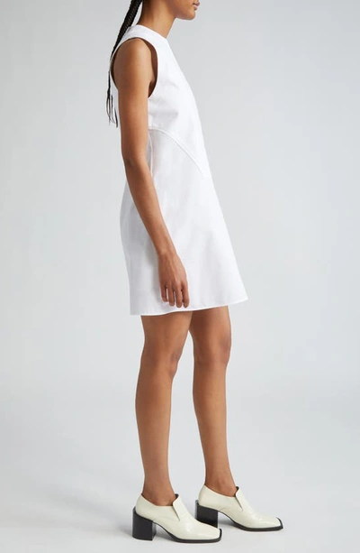 Shop Jil Sander Plastron Detail Sleeveless Cotton Poplin A-line Dress In Optic White