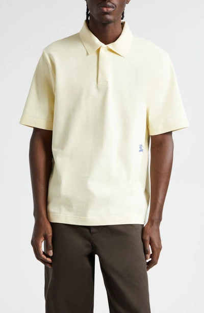 Shop Burberry Embroidered Equestrian Knight Cotton Piqué Polo In Sherbet