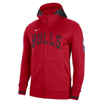Shop Nike Red Chicago Bulls Authentic Showtime Performance Full-zip Hoodie