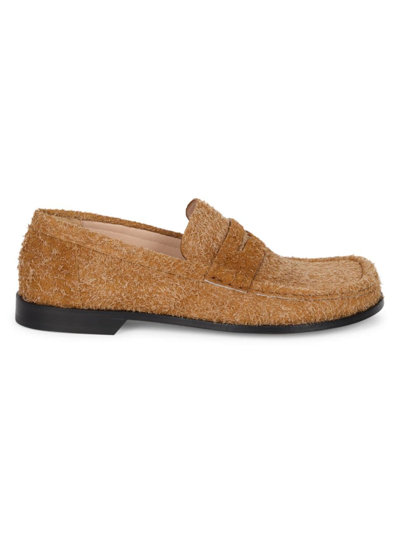 Shop Loewe Men's Campo Suede Loafers In Tobacco