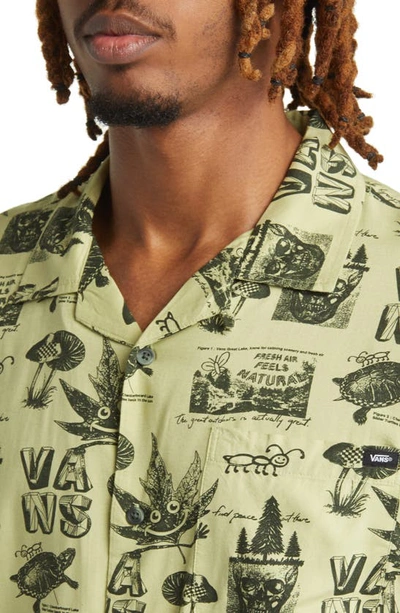 Shop Vans Otis Botanical Print Short Sleeve Button-up Shirt In Winter Pear