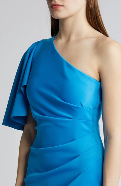 Shop Black Halo Odella One-shoulder Sheath Cocktail Dress In Cerulean Blue