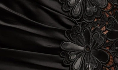 Shop Ramy Brook Dalary Floral Appliqué Strapless Minidress In Black Floral Embellished