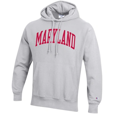 Shop Champion Heathered Gray Maryland Terrapins Team Arch Reverse Weave Pullover Hoodie In Heather Gray