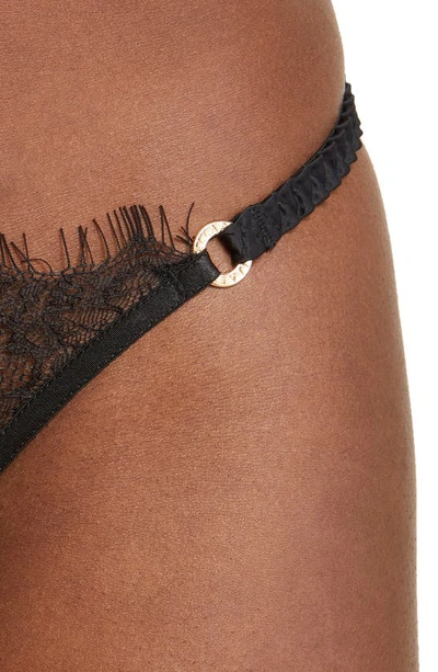 Bluebella Camelia Eyelash Lace & Mesh Thong In Black