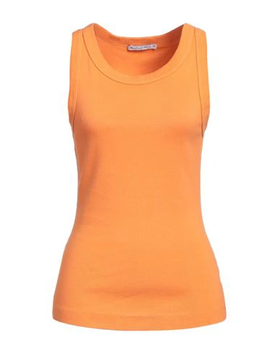 Shop Michael Stars Woman Tank Top Orange Size Onesize Cotton, Modal