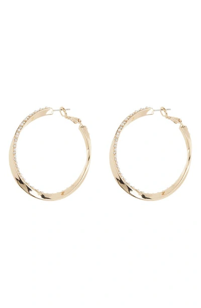 Shop Nordstrom Rack 35mm Twist Hoop Earrings In White- Gold
