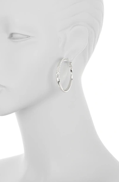 Shop Nordstrom Rack 35mm Twist Hoop Earrings In White- Rhodium
