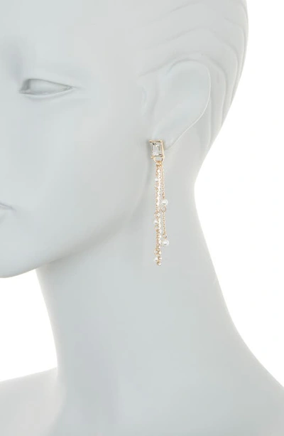Shop Nordstrom Rack Imitation Pearl Chain Drop Earrings In Clear- White- Gold