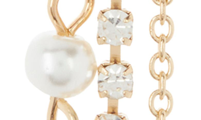 Shop Nordstrom Rack Imitation Pearl Chain Drop Earrings In Clear- White- Gold