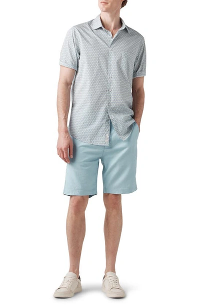 Rodd & Gunn Carrick Geo Print Short Sleeve Button-up Shirt In Sand/ Blue