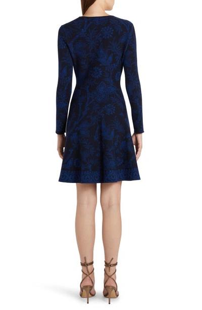 Shop Etro Paisley Jacquard Fit & Flare Minidress In Navy