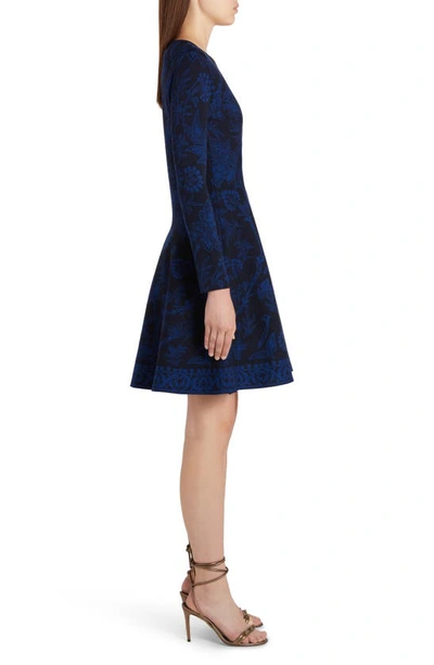 Shop Etro Paisley Jacquard Fit & Flare Minidress In Navy