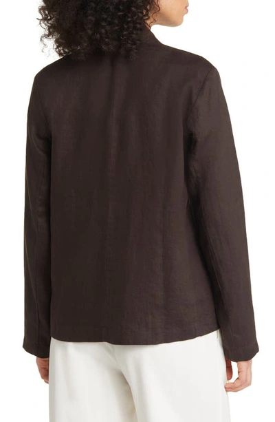Eileen Fisher Notched Lapel Organic Linen Jacket In Espresso