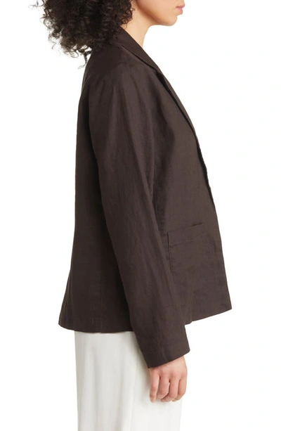 Shop Eileen Fisher Notched Lapel Organic Linen Jacket In Espresso