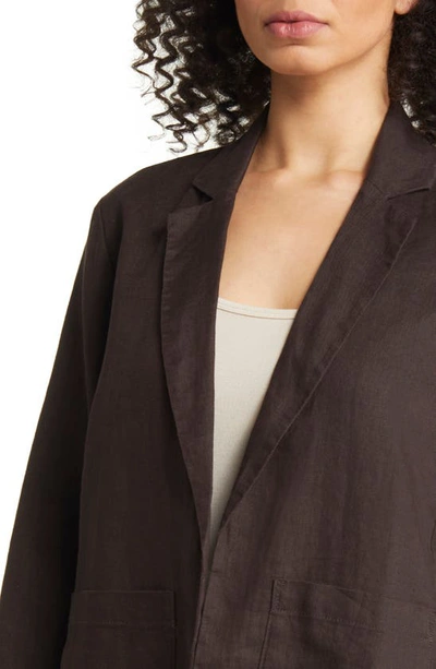 Shop Eileen Fisher Notched Lapel Organic Linen Jacket In Espresso