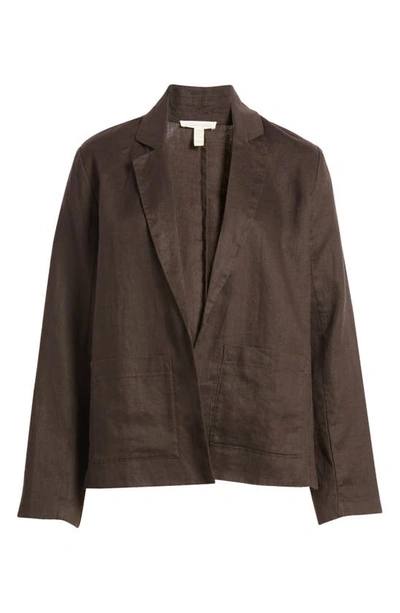 Shop Eileen Fisher Notched Lapel Organic Linen Jacket In Espresso