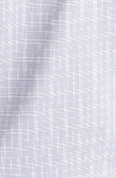Shop Lorenzo Uomo Trim Fit Textured Check Stretch Dress Shirt In Lavender