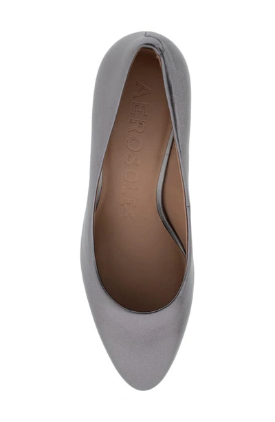 Aerosoles Ebel Dress-pump-mid Heel In Gunmetal Metallic Leather
