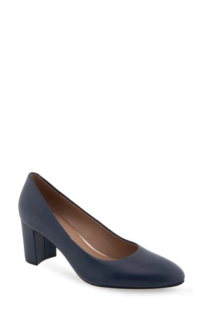 Shop Aerosoles Betsy Pump In Navy Leather