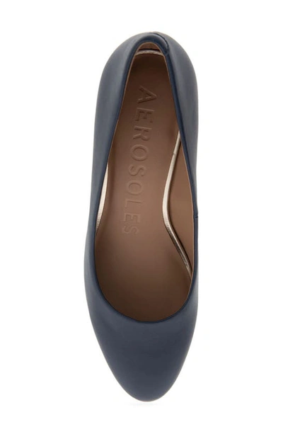 Aerosoles Iris Wedge Pump In Navy Leather