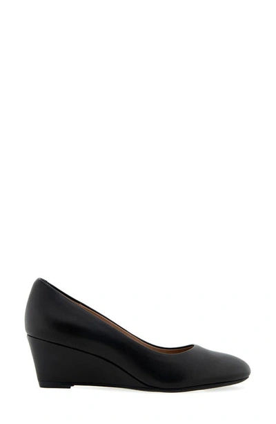 Aerosoles Inner Circle Womens Slip On Wedge Heels In Black Leather