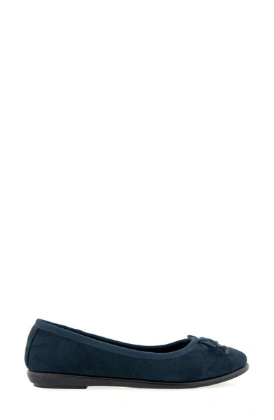 Shop Aerosoles Homebet Bow Flat In Navy Faux Suede