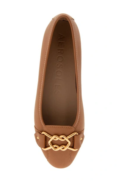 Aerosoles Bia Zebra Print Calf Hair Flat In Tan Leather