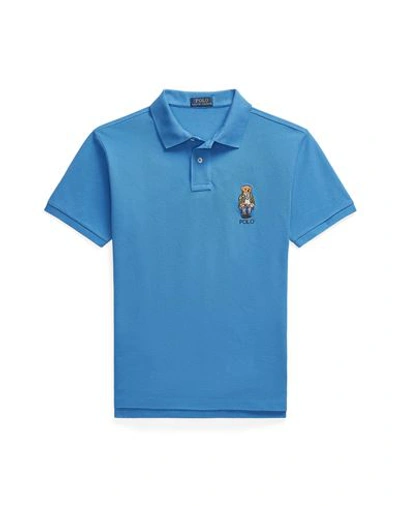 Shop Polo Ralph Lauren Custom Slim Fit Polo Bear Polo Shirt Man Polo Shirt Light Blue Size L Cotton