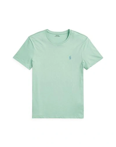 Shop Polo Ralph Lauren Custom Slim Fit Jersey Crewneck T-shirt Man T-shirt Sage Green Size L Cotton