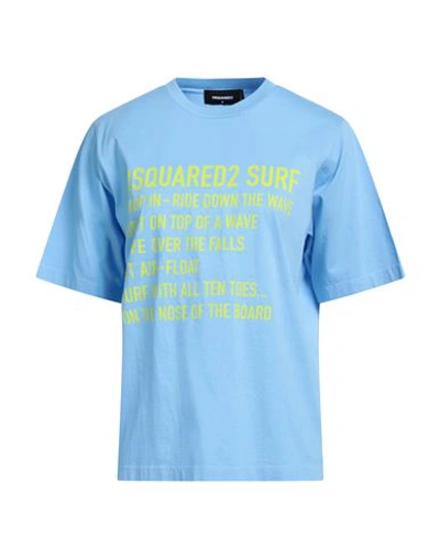 Shop Dsquared2 Woman T-shirt Azure Size M Cotton In Blue