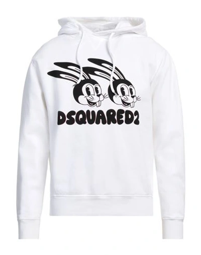Dsquared2 Logo Printed Drawstring Hoodie In White