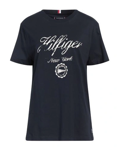 Shop Tommy Hilfiger Woman T-shirt Navy Blue Size L Cotton